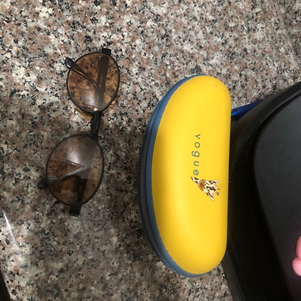 Vogue Yellow Zip Sunglasses Case with Blue Trim